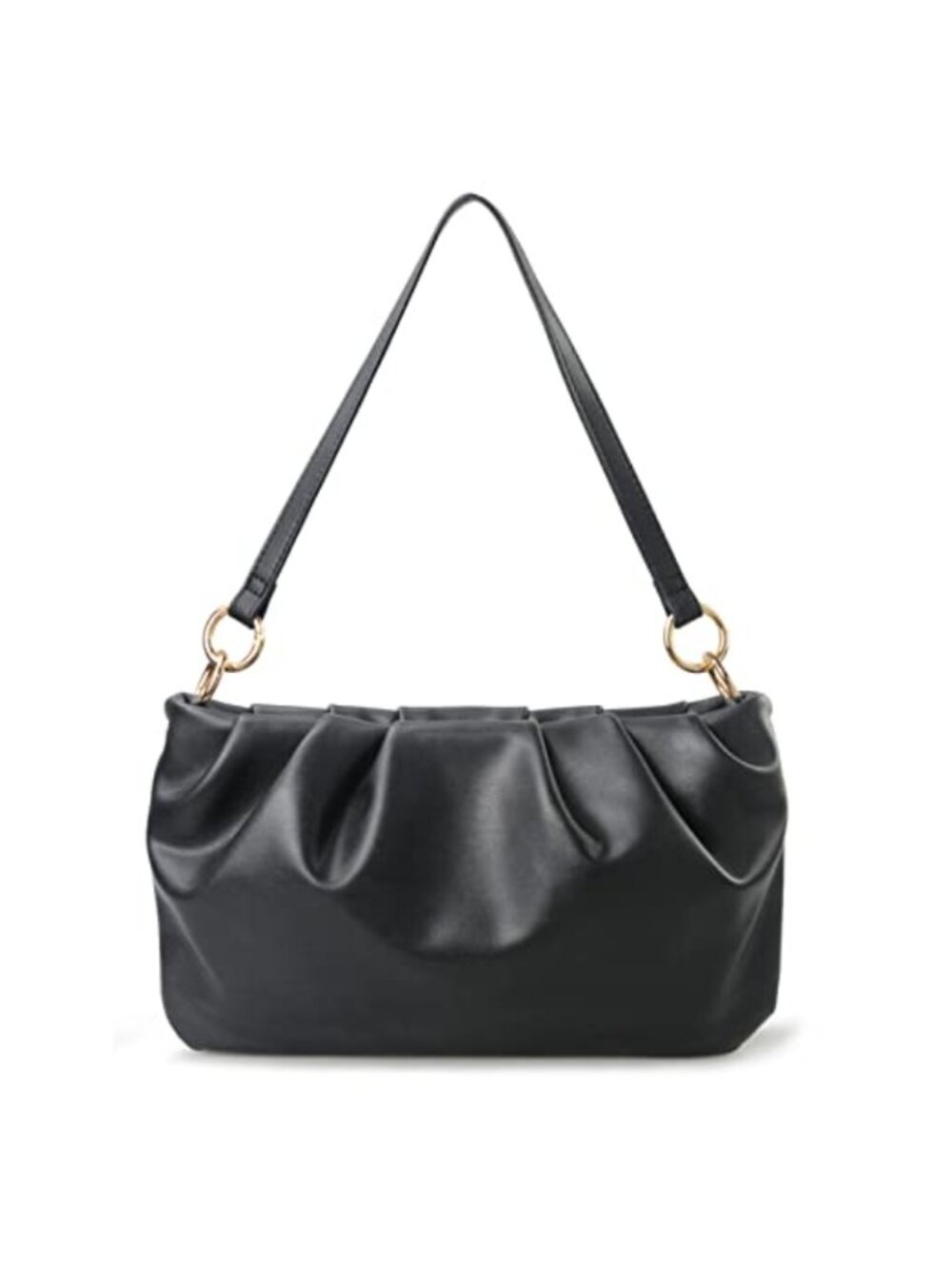 Ruched Hobo Shoulder Bag Faux Leather Convertible Clutch Crossbody